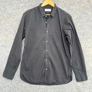 Officine Generale Paris Button Shirt Mens Large Dark Gray Designer Portugal Gray